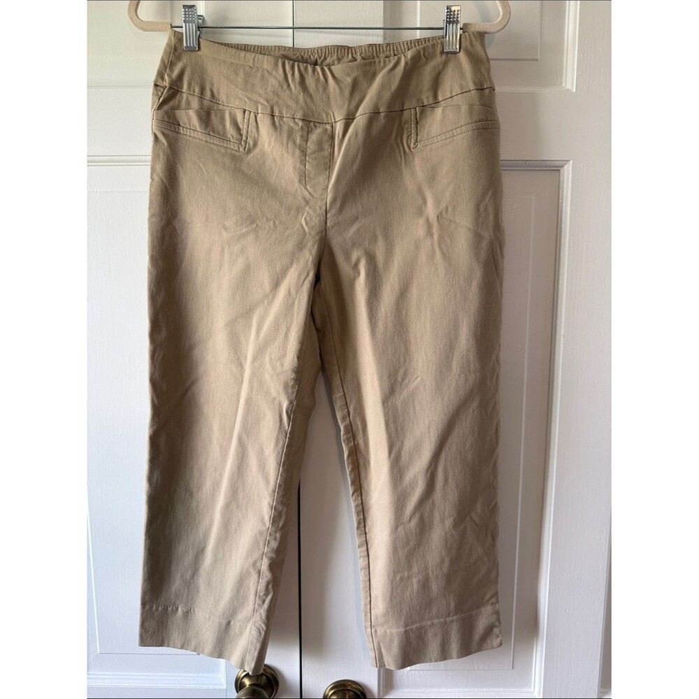 ZAC & RACHEL TAN BEIGE CAPRI CROPPED PANTS SIZE 8 PULL ON ELASTIC
